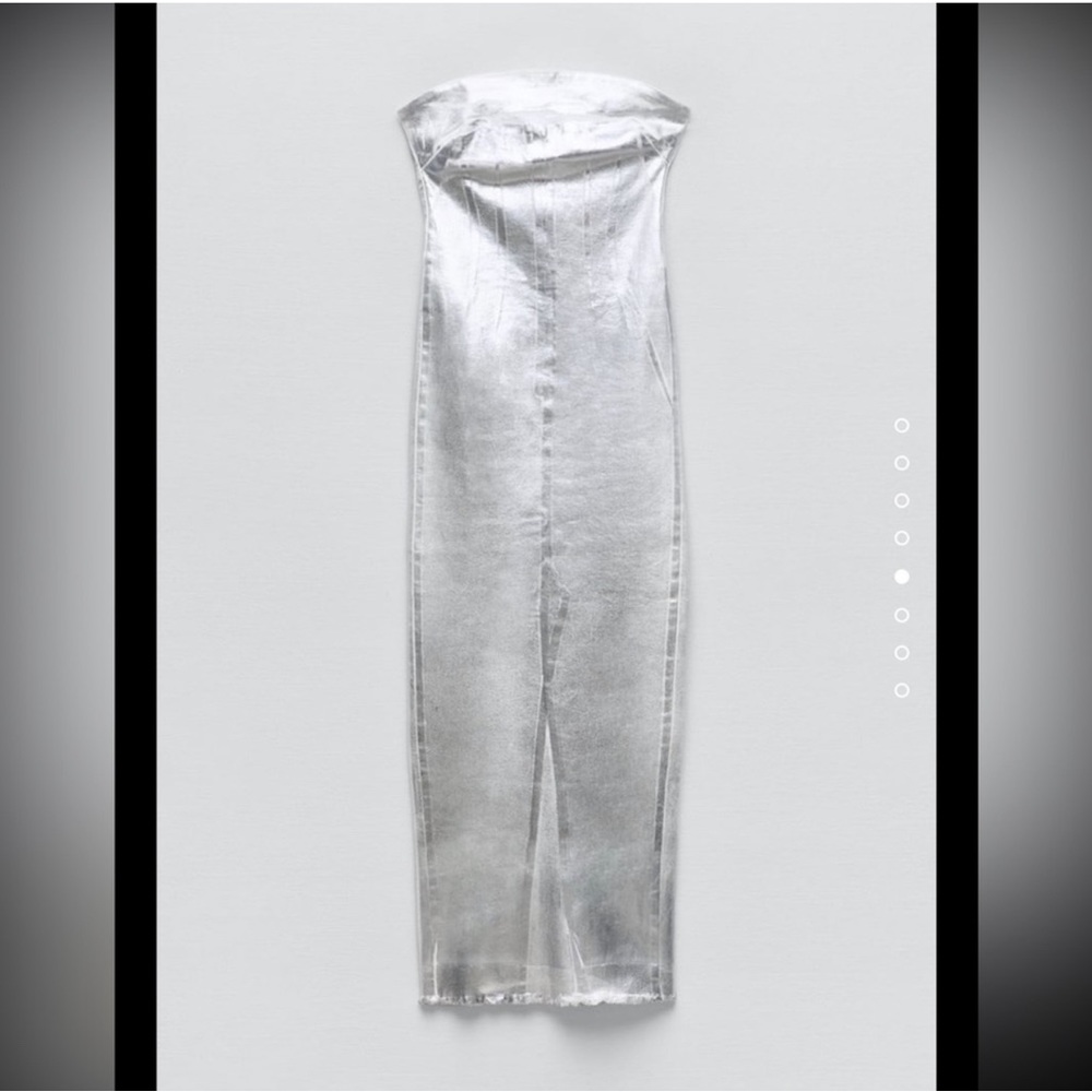 Zara denim silver coated dress NWT